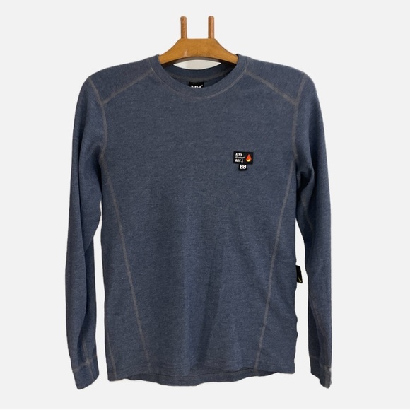 Helly Hansen Work Wear Fire Resistant Long Sleeve Tee Shirt Size Large Blue - Picture 7 of 9